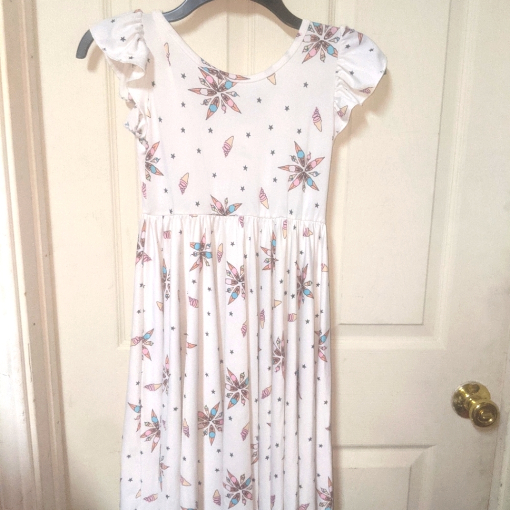 Dot Dot Smile White Dress with Ice Cream🍦pattern